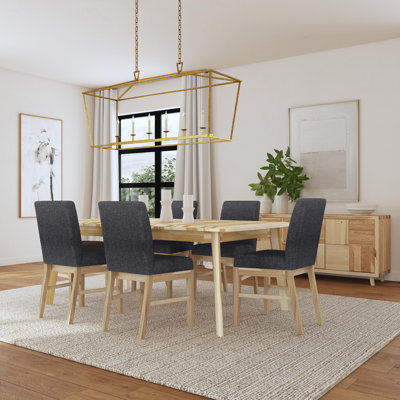 Ensemble de salle à manger Derique 6 personnes de style scandinave en hickory massif
