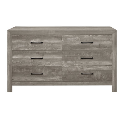 Commode de style rustique moderne avec finition grise 1 pièce et 6 tiroirs