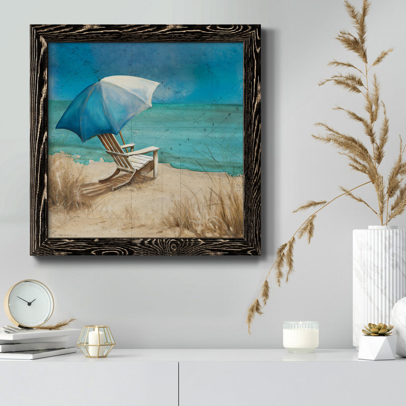 Weather I - Peinture sur toile encadrée, Cadre noir, H 17 po x l 17 po x P 1,5 po