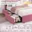 Structure de lit à DEL simple TG avec 2 tiroirs de rangement pour enfants, rose foncé