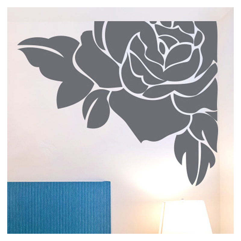 Plants & Flowers Non-Wall Damaging Wall Decal, Grey, Large
