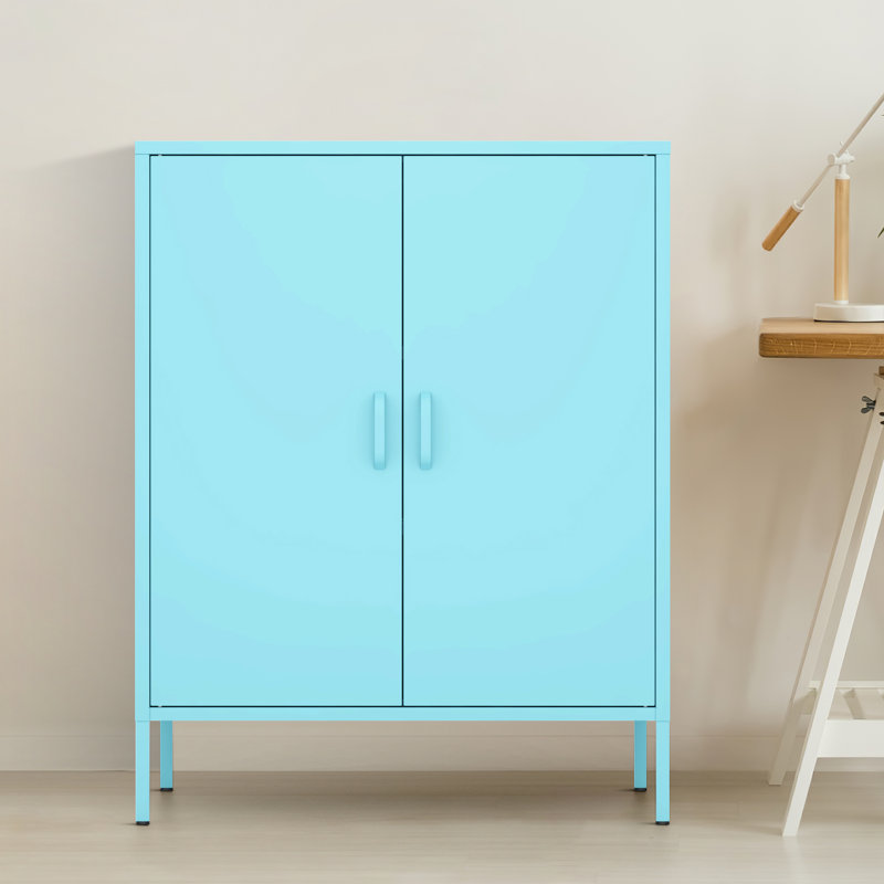 Armoire de rangement à 2 tablettes de 31,5 po Janay, Bleu