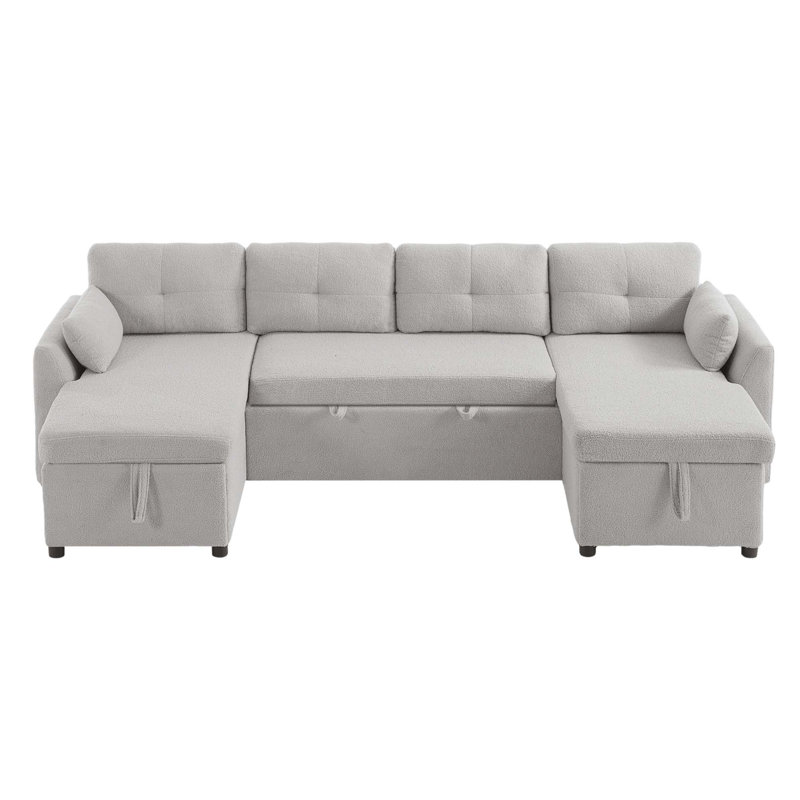 Modern Sectional Sleeper Sofa with Hidden Storage and USB Ports, Gray