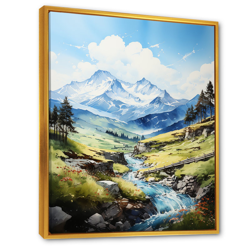 Sommet de la montagne Serenity Creek I, Cadre flottant doré, H 44 po x l 34 po