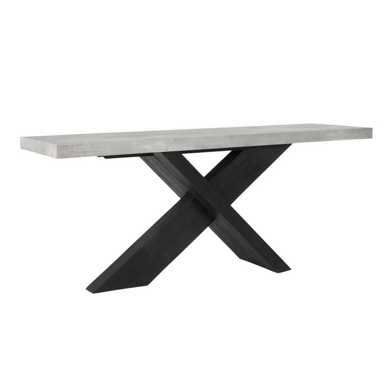 Durant 72" Black X-Base Console Table with Concrete Top