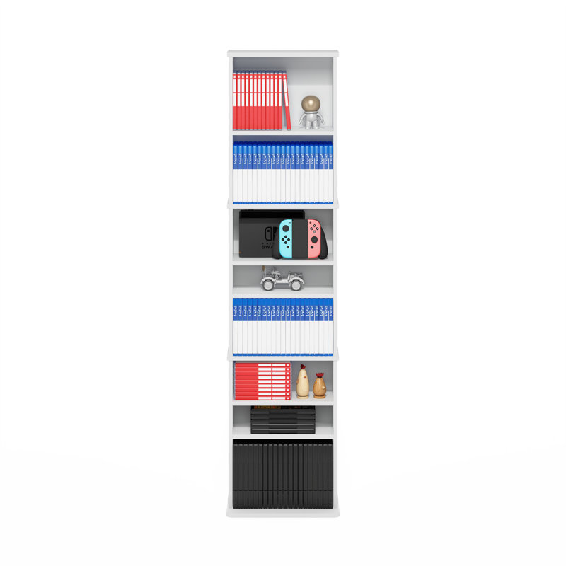 Support de rangement multimédia 9 tablettes avec tablettes réglables, Blanc / Blanc