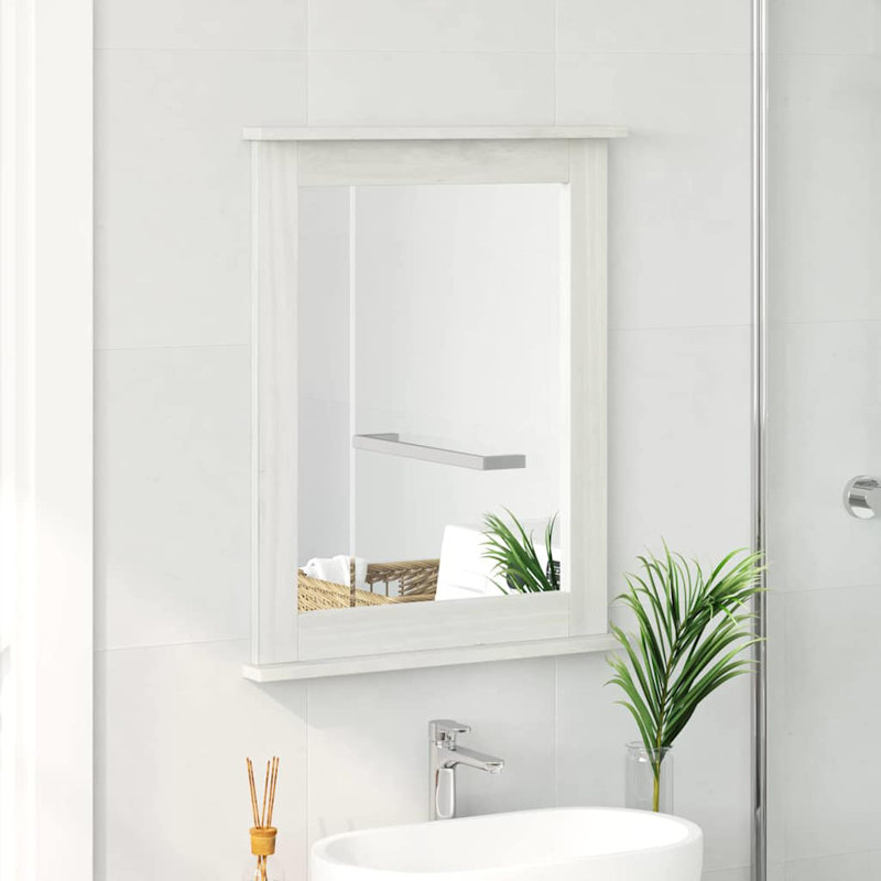 vidaXL Mirror Rectangular with Mirror VIGO Solid pine wood Bathroom Indoor, White