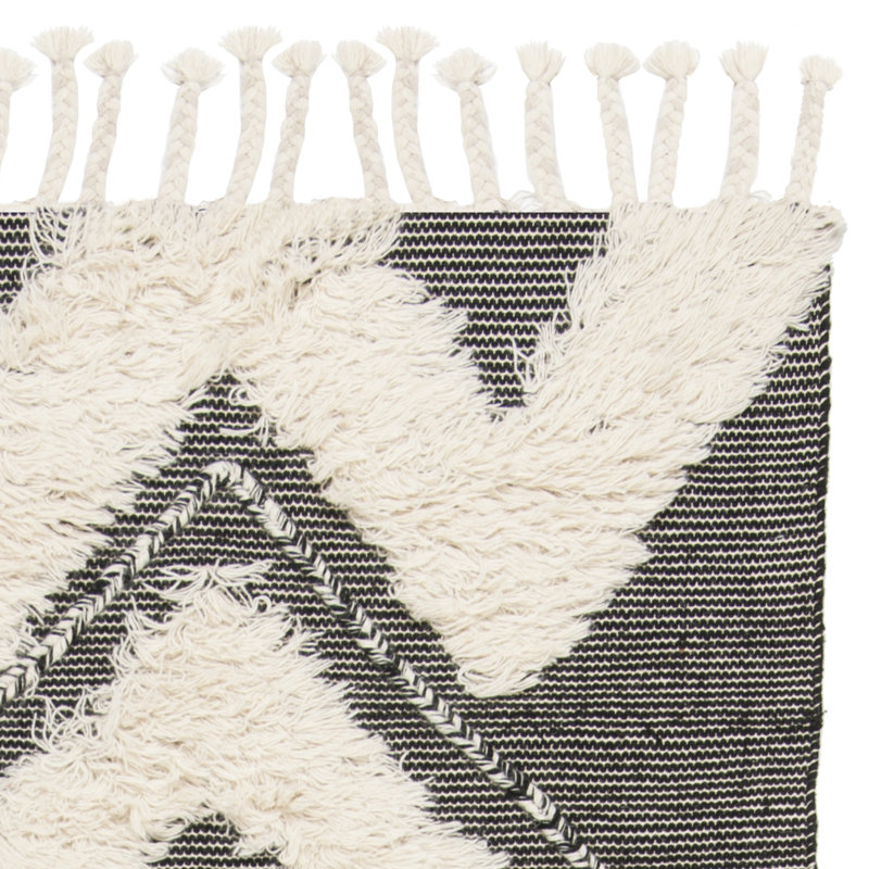 Tapis géométrique en laine / coton noué à la main Alimatou, Rectangle 3 pi x 5 pi