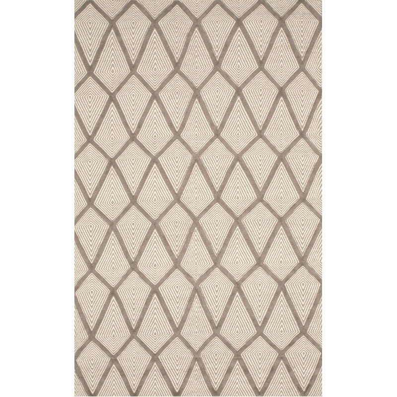 Tapis gris à motif géométrique moderne en laine noué à la main gris, 8 pi x 10 pi