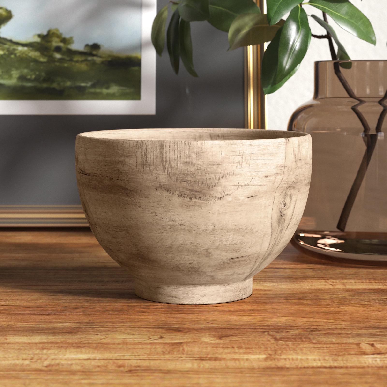 Pella Handmade Wood Decorative Bowl 1, 3.5" H x 5.9" W x 5.9" D