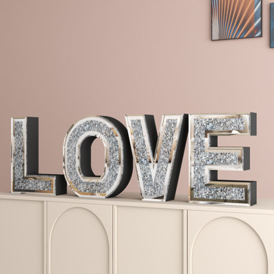 Elvert 4 Piece Handmade Mirror Letters Wall Décor Set