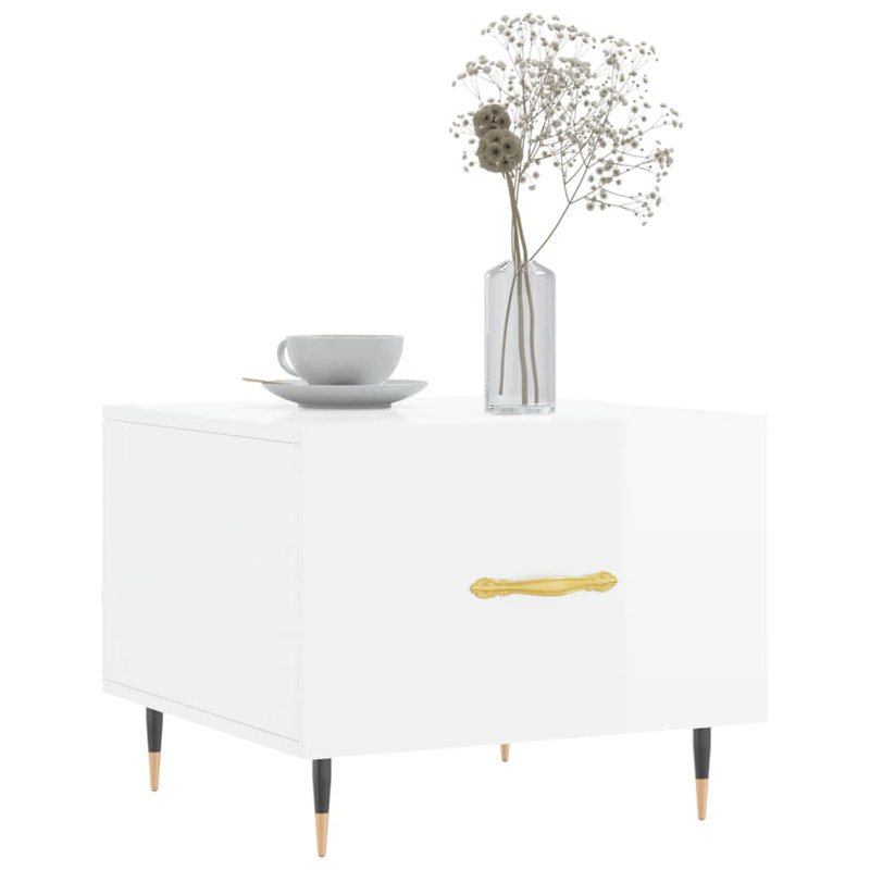 Four Leg Coffee Table with Storage, high gloss white