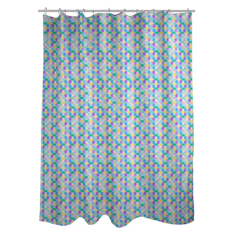 Rideau de douche simple en vitrail, Jaune, vert et mauve