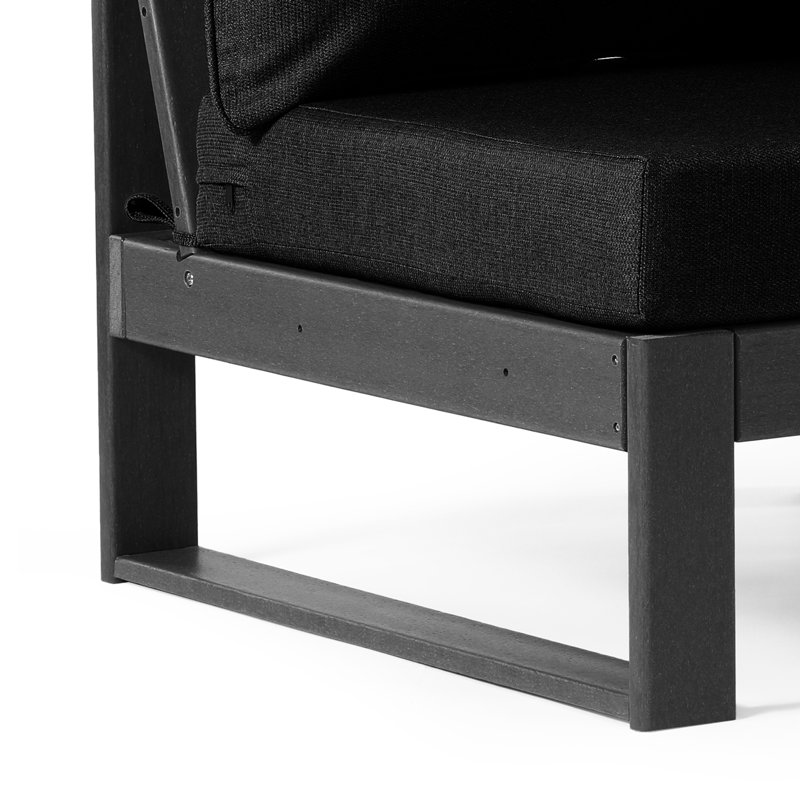 Patio Deep Seating Armless Chair With Frame, Gray, Black