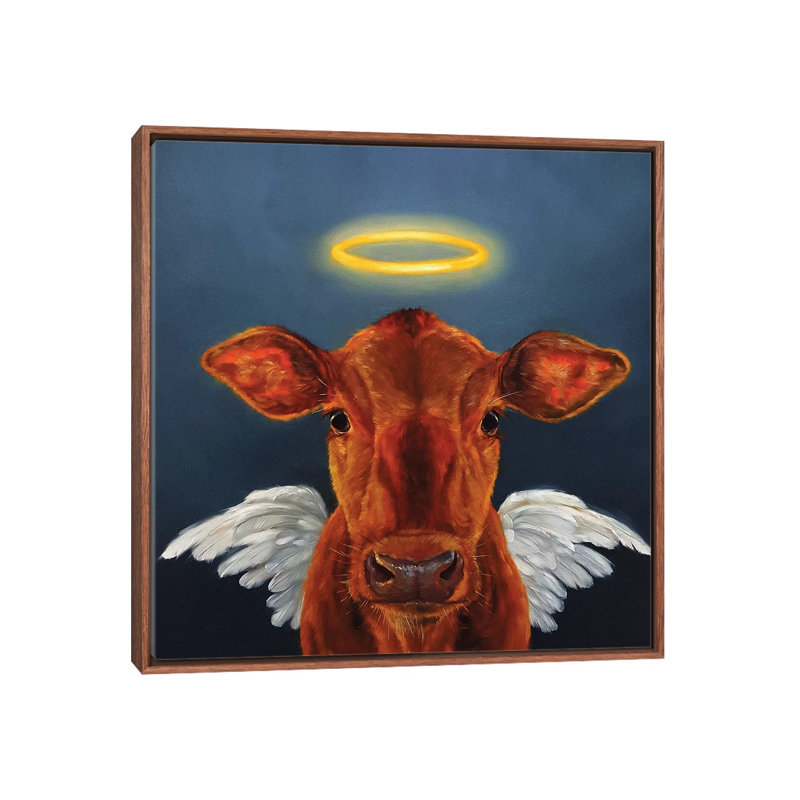 Sainte vache, art encadré, H 26 po x l 26 po x P 1,5 po, Toile classique avec cadre brun