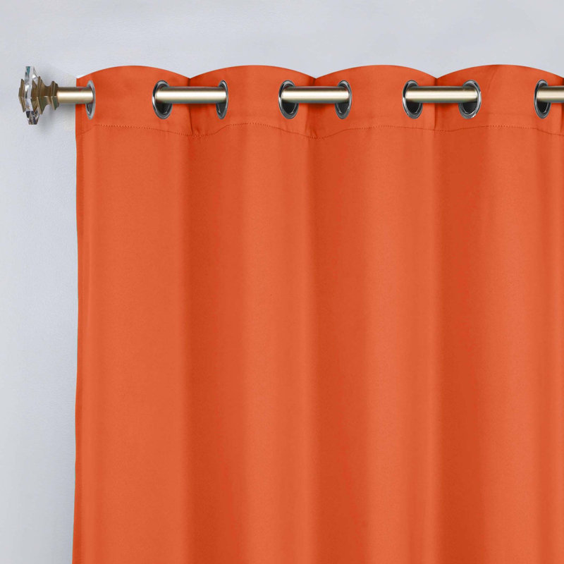 Millendon Curtain Panel Pair, Orange, 52" W x 120" L