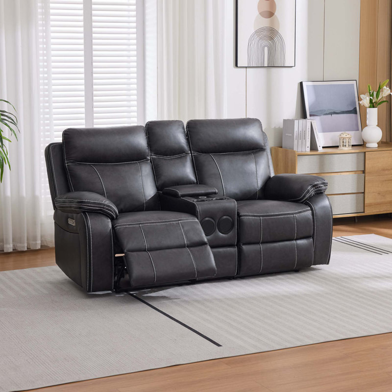 Ryansh 6 Seater Faux Leather Electric Reclining Sofa