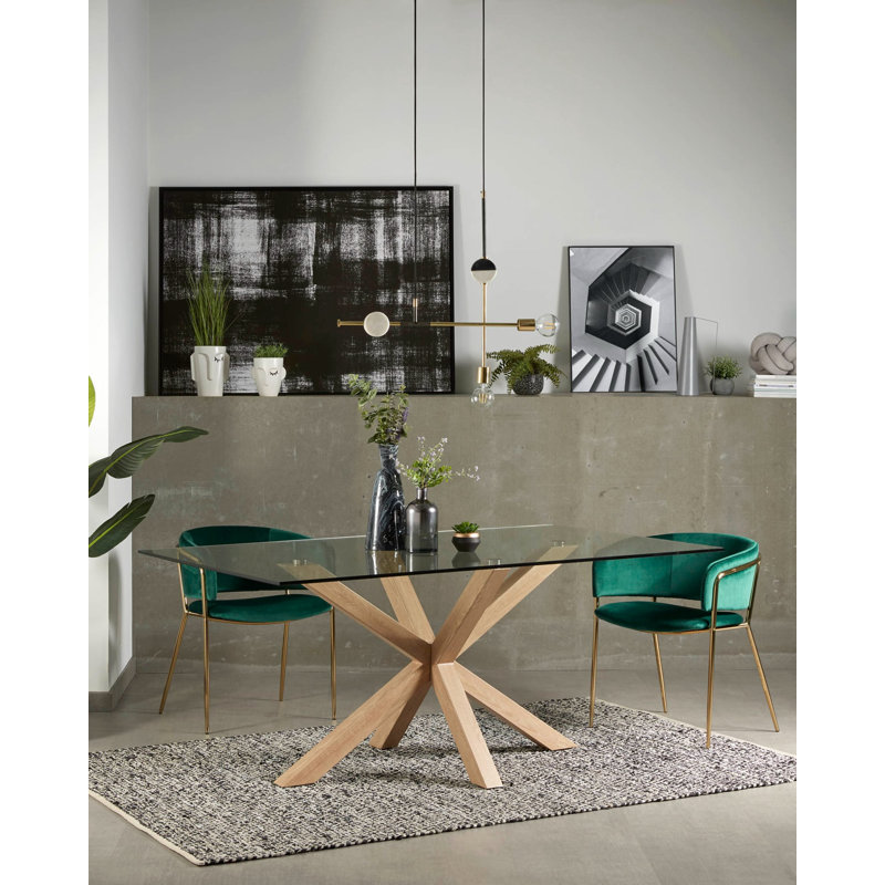 Arya Glass Dining Table, Brown, 79" L x 39" W