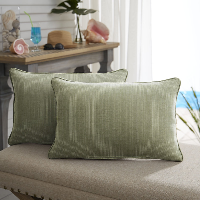 Alarise Striped Outdoor Reversible, Sand, 13" H x 20" W, Solid Color