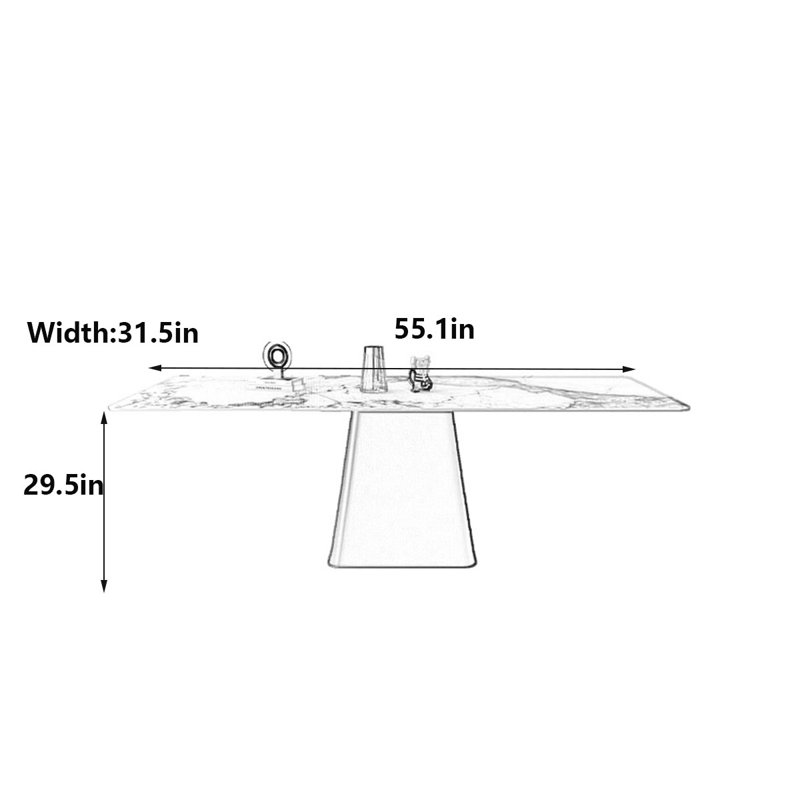Table rectangulaire Modern Luxury, H 29,5 po x L 55,10 po x l 31,5 po