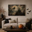 «Witch Flying Broomstick Over Dark Gothic Castle», art mural sur toile-246085244