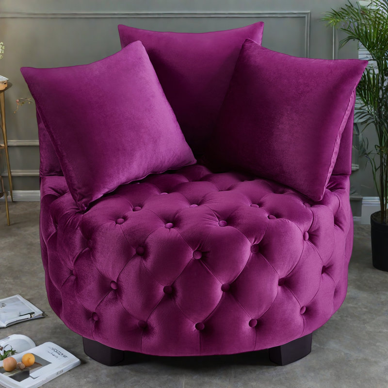 Chaise pivotante rembourrée et capitonnée, Violet