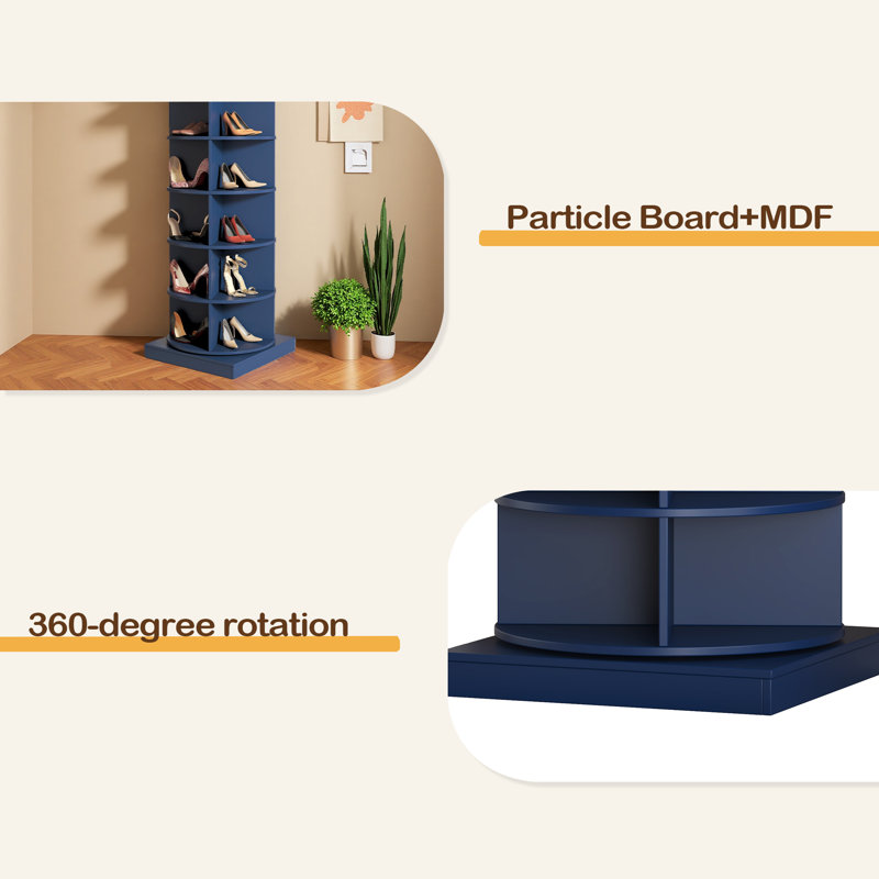 28 Pair Shoe Rack, Navy Blue, 64.96" H x 24" W x 24" D