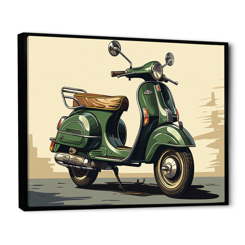 Scooter vert rétro électrique I, Cadre flottant noir, H 30 po x l 40 po x P 1,5 po