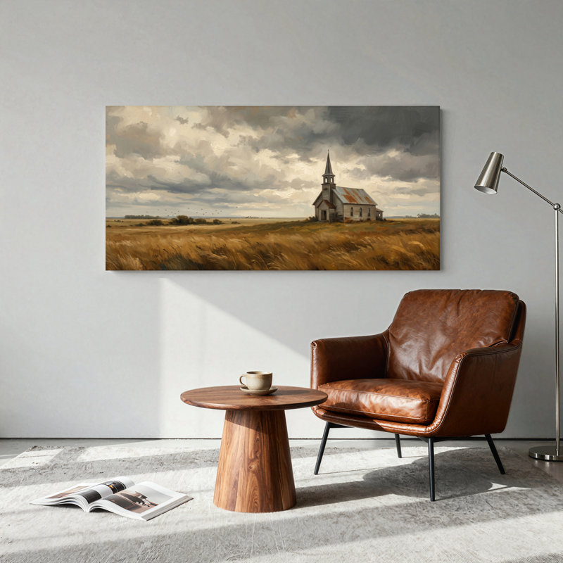 Ensemble de peinture à l'huile sur toile de campagne, Toile tendue, L 32 po x H 16 po