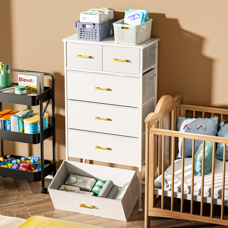 Tall Dresser for Bedroom with 6 Fabric Drawers Closet Organizers and Storage White Dresser Mansingh, White