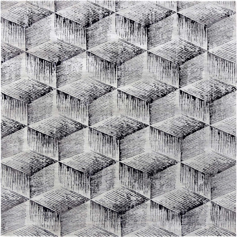 Tapis moderne 100% Mid-Century lavable à la machine 57, Carré 4 pi