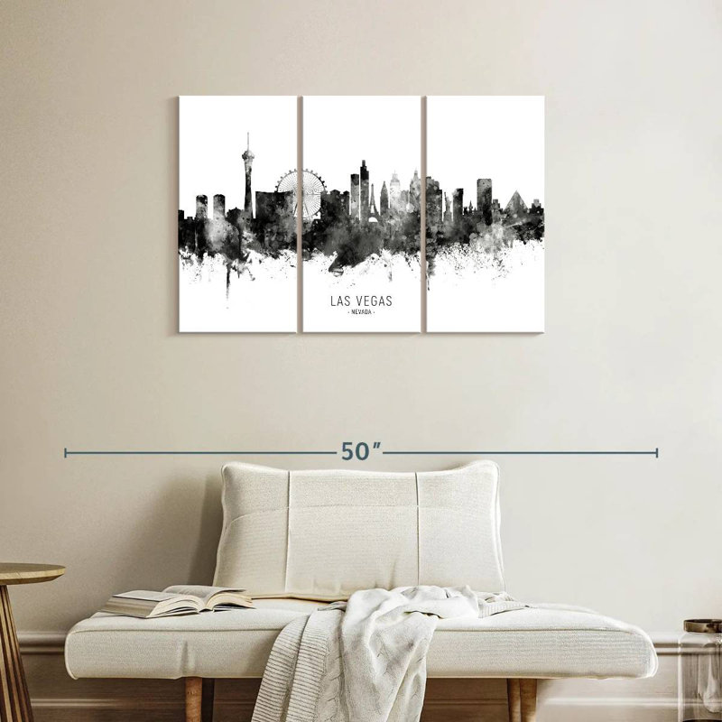 Nicci Las Vegas Nevada Skyline Name BW, 24" H x 38" W