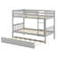 Lit superposé modulaire en bois avec lit gigogne, conception convertible et garde-corps de sécurité-1399028226