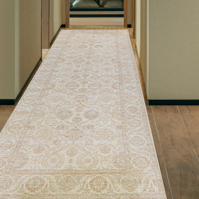 Chemin de table beige et gris noué à la main Sultanabad