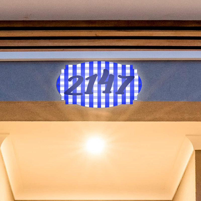 Plaque d'adresse murale sur 1 ligne, Bleu, Oui