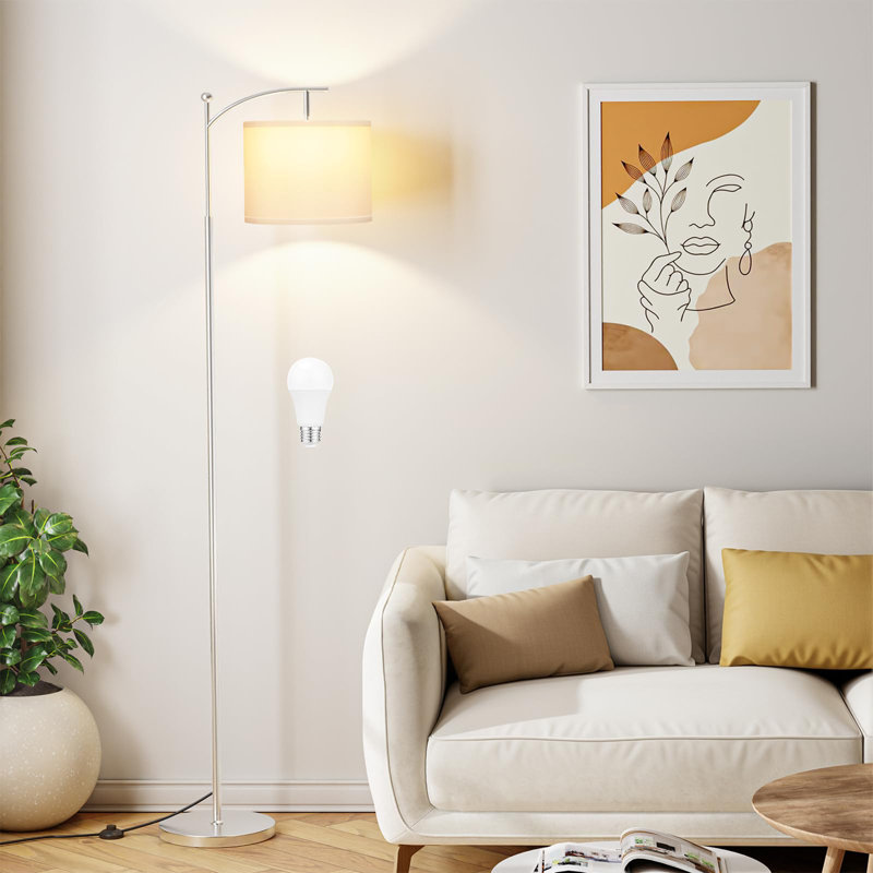 Lampes sur pied 60 "avec 3 températures de couleur pour le salon, Blanc / argenté, Blanc