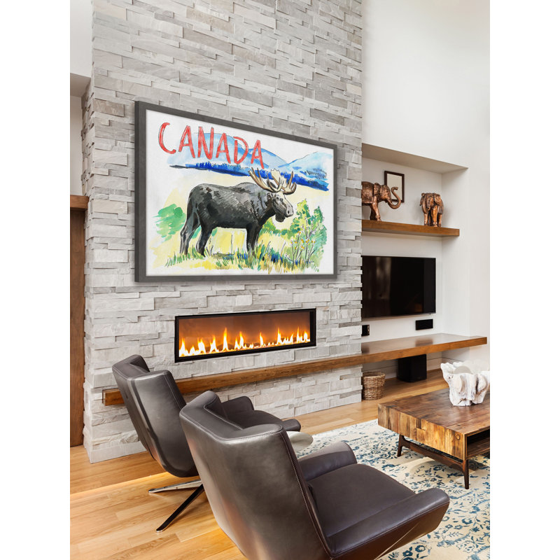 Moose - Canada Red - Single Picture Frame Painting, 61cm H x 91cm W 