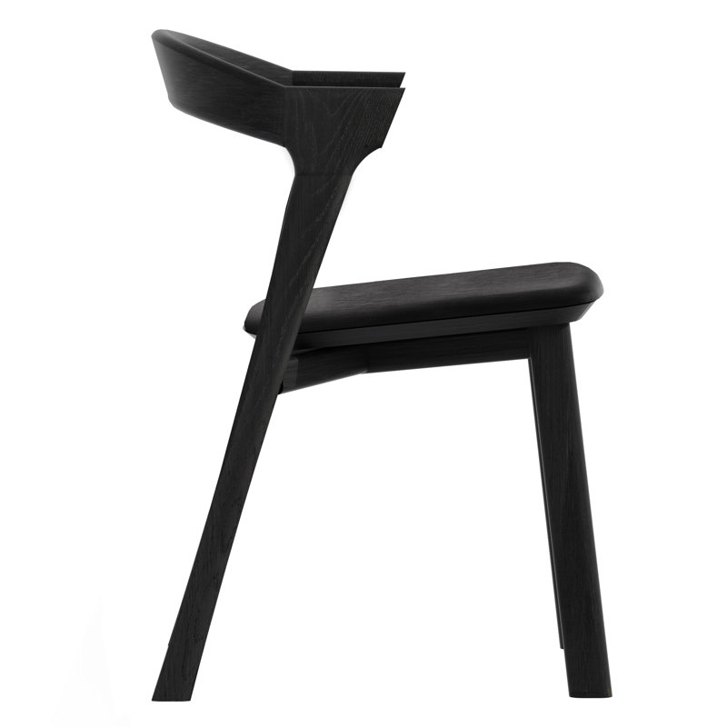 Bok Leather Dining Chair, Black Leather, Black