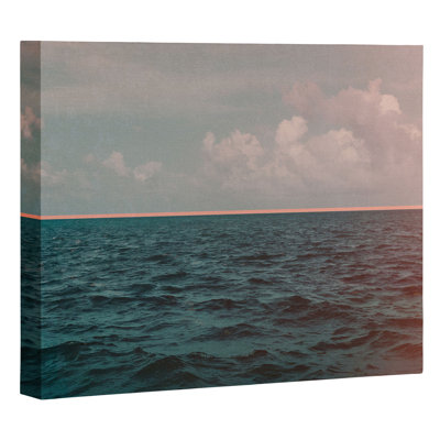 "leah flores turquoise ocean peach sunset" par leah flores, reproduction d’art sur bois