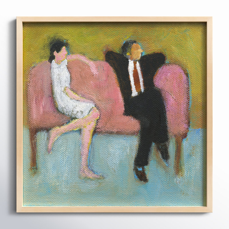 The Pink Couch Painting by Simon Schneiderman, Brown, 24" H x 24" W x 1.25" D