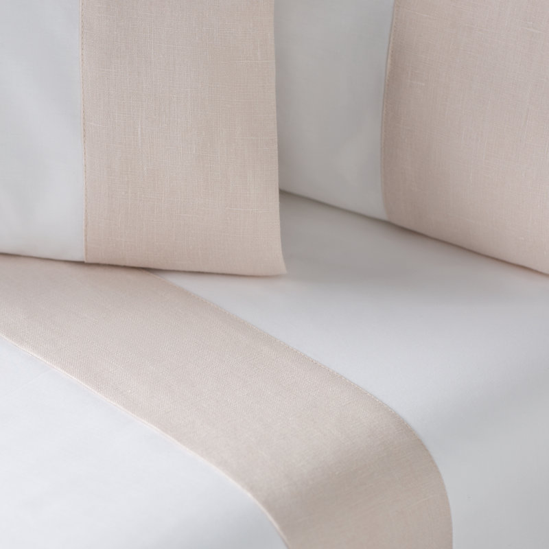  Mandalay Linen Cuff Percale Pillowcases, Blush, Standard