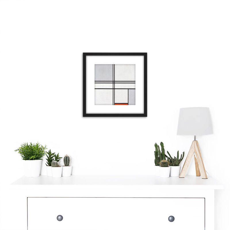 Mondrian Composition No 1 Gray-red Abstract by Piet Mondrian - Single Picture Frame Painting