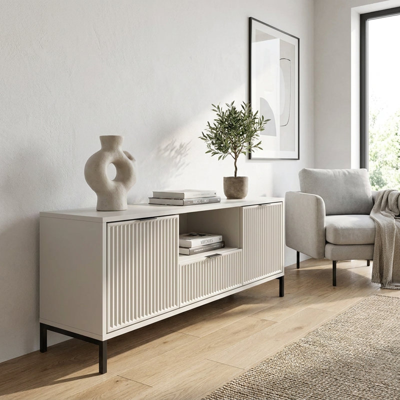 Unfinished TV Stand, 56cm H x 135cm L x 41cm W, Cashmere