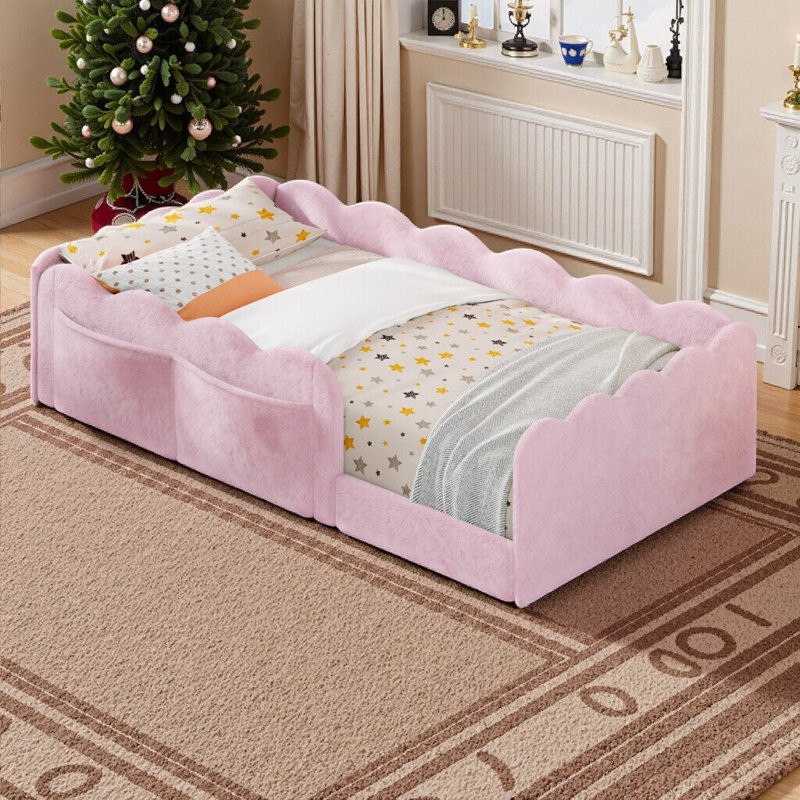 Lit sur pied rembourré Varelon, Lit simple, Rose