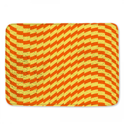 Yellow Orange Zigzag Bath Mat