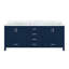 Meuble-lavabo double bleu marine 80 po X P 22 po D, avec plateau en marbre de Carrare-117978738