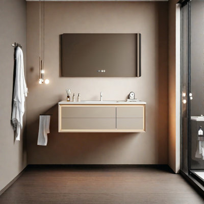 Simple and modern cream-style bathroom cabinet