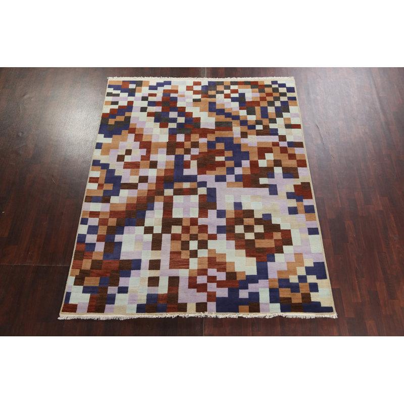 Tapis oriental contemporain en laine Gabbeh noué à la main 8 x 10