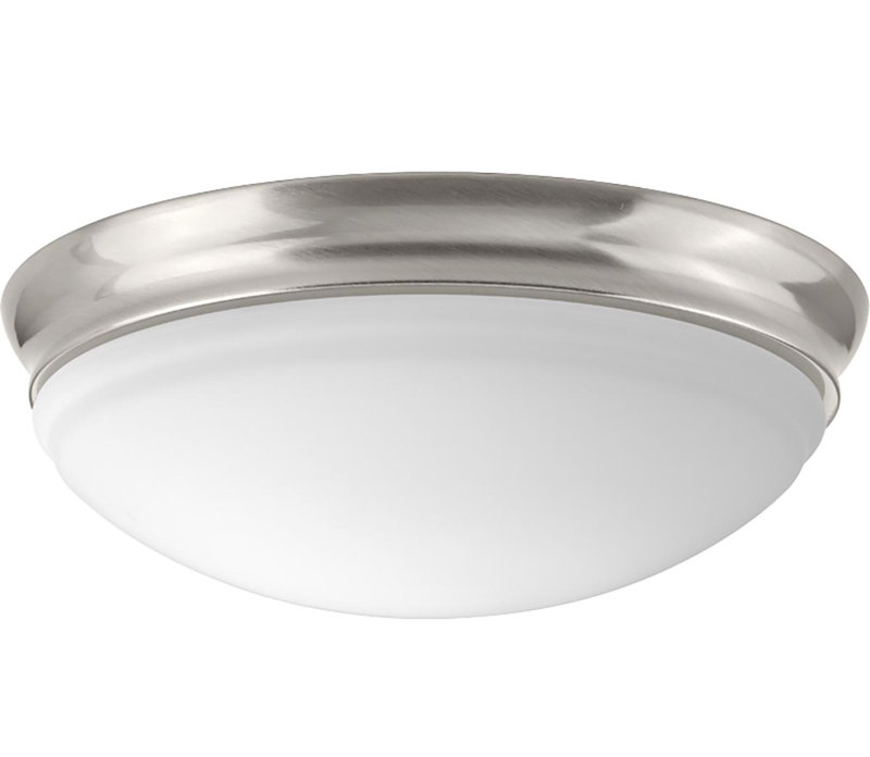 Plafonnier encastré simple à 1 lumière Mccully, Nickel brossé, H 4,25 po x l 11 po x P 11 po
