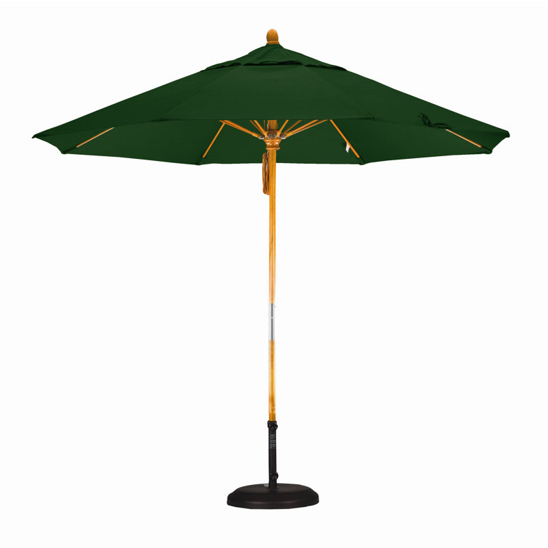 Parasol 9" Market, Toile Sunbrella® vert forêt, Marenti Wood